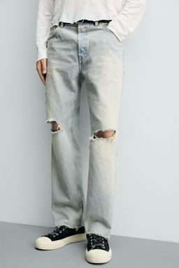 JEANS STRAIGHT CROPPED FIT / Azul claro - Zara фото 5