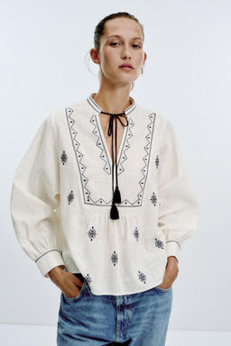 RUSTIC EMBROIDERED BLOUSE - Zara фото 2