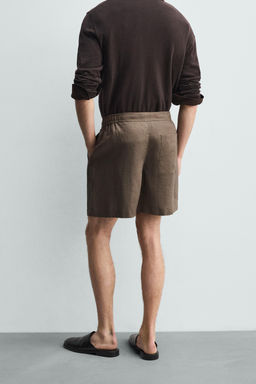 BERMUDA RELAXED FIT 100% LINO / Marr?n / Topo - Zara фото 3