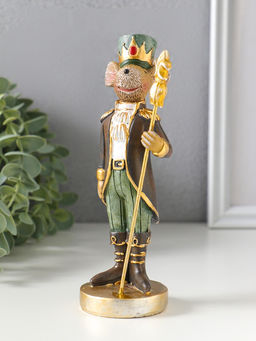 Фигурка полистоун «Мышиный король в мундире со скипетром», коричнево-зелёный, 6.5×5.5×17.5 см