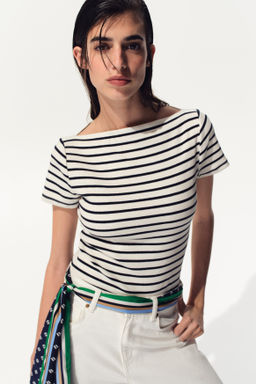 Top de algod?n con escote barco - H&m фото 6