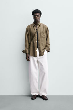 CAMISA REGULAR FIT LINO - LYOCELL / Khaki