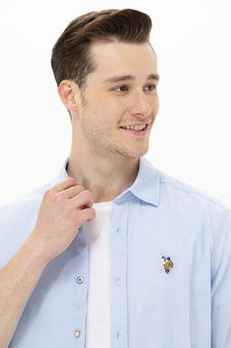 Мужская голубая базовая рубашка с длинным рукавом Неожиданная скидка в корзине - U.s. polo assn фото 4