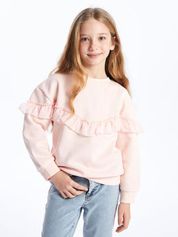 Bisiklet Yaka F?rf?r Detayl? Uzun Kollu K?z ?ocuk Sweatshirt