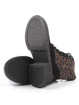 01-DMD-D269 BLACK/LEOPARD Ботинки демисезонные женские (натуральная кожа, байка)