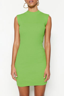 Lime Kolsuz Bisiklet Yaka Vucuda Oturan Esnek Mini Orme Kalem Elbise TWOSS22EL2819