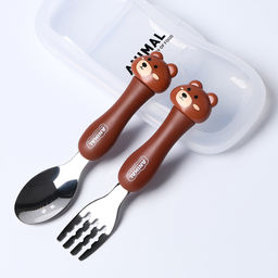 Набор детских столовых приборов в футляре Медвежата, вилка, ложка
