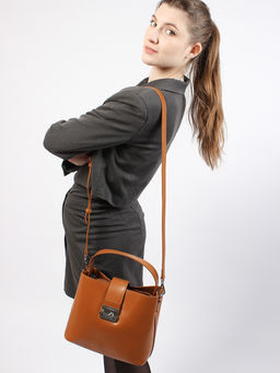 LACCOMA сумка Y8180R-рыжий натуральная кожа полиэстер