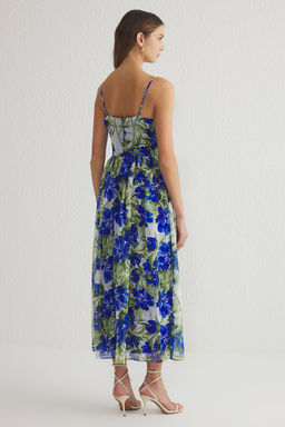 TRENDYOLMILLA Ekru Cicek Desenli A-Kesim F?rf?r Detayl? Astarl? Sifon Maxi Dokuma Elbise TWOSS23EL02013 фото 52