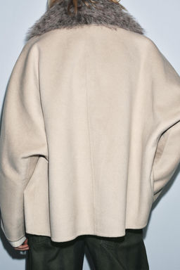 WOOL BLEND JACKET WITH FAUX FUR COLLAR ZW COLLECTION - Zara фото 3