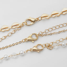 Чокер Трио сердца (набор 3 шт.), цвет бело-золотой, 32 см - Queen fair фото 3