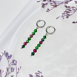 Серьги длинные из Рубина с Цоизитом