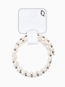 Браслет-пружинка Жемчужинка 3 ряда, шахматы, белый, d=6.5 см