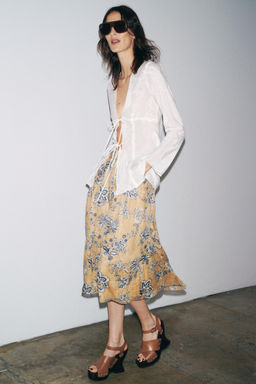 ZW COLLECTION RAMIE FLORAL PRINT SKIRT - Zara фото 6