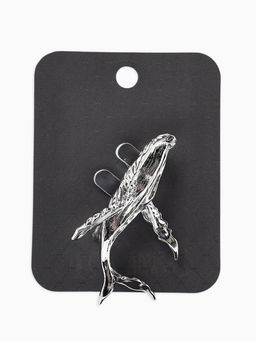 Брошь «Кит» морской, цвет серебро