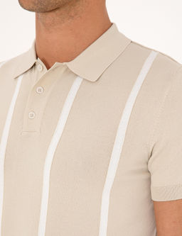 Bej Slim Fit Polo Yaka Triko T-shirt