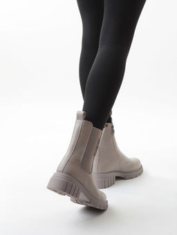 04-PAM370-3Z GRAY/BEIGE Ботинки зимние женские (натуральная кожа, 100% шерсть)