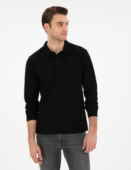 Siyah Slim Fit K_vr_lmaz Yaka Sweatshirt - Pierre cardin фото 3