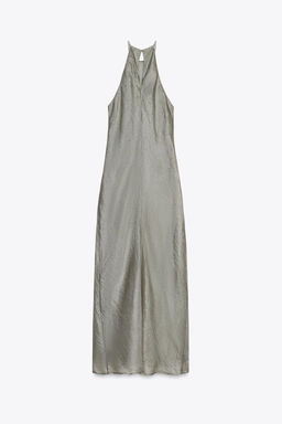 SHINY HALTER MIDI DRESS - Zara фото 6