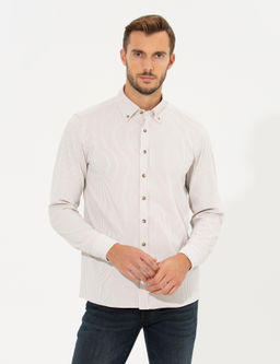Bej Slim Fit Uzun Kollu G_mlek