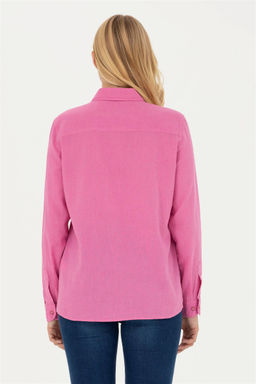 Женская розовая базовая рубашка с длинным рукавом - U.s. polo assn фото 5