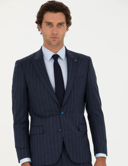 Темно-синий приталенный костюм - Cacharel фото 4