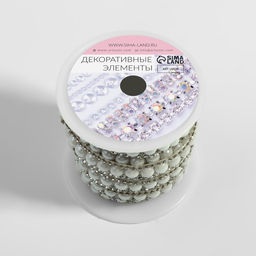 Стразы и бусины термоклеевые, ширина - 11 мм, 4.5 ± 0.5 м, цвет серебряный