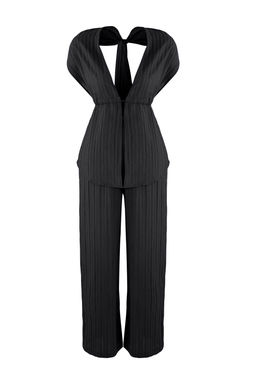 Siyah Dokuma Buzgulu Plaj Bluz-Pantolon Tak?m TBESS25AU00063 - Trendyolmilla фото 5