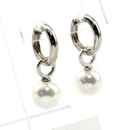 Серьги Трансформер с майоркой цв.кремовый, серебристые. - Радуга камня фото 6