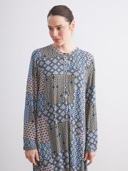 Bisiklet Yaka Desenli Elbise