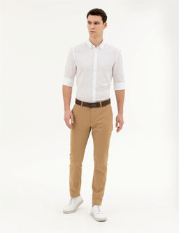 Camel Slim Fit Kanvas Pantolon