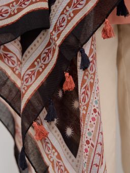 Большой, легкий, двусторонний палантин с принтом - Tantino фото 5