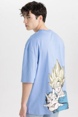 Dragon Ball Loose Fit Bisiklet Yaka S?rt Bask?l? K?sa Kollu Tisort