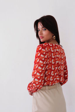 Блуза прямого силуэта с вырезом лодочка - Martichelli фото 10