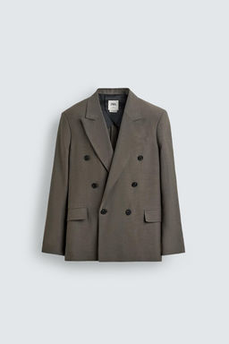 BLAZER CRUZADA TRAJE VISCOSA - LINO / Marr?n / Topo - Zara фото 7
