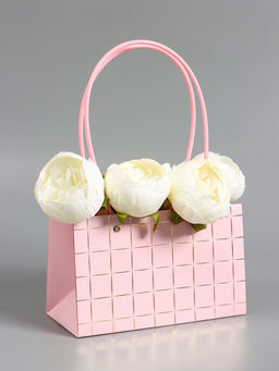 Цена за 10 шт. Сумка для цветов влагостойкая, розовая 22x10.5x13.5±5% см