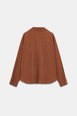 CAMISA BAJO ABULLONADO / Tabaco - Zara фото 7