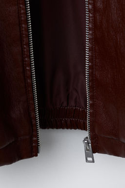 LEATHER-EFFECT BOMBER JACKET - Zara фото 8