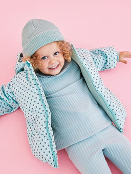 Bisiklet Yaka Uzun Kol Kendinden Desenli K?z Bebek Ti??rt