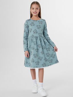 Платье для девочек зеленое с принтом зайчиков - Mark formelle фото 2