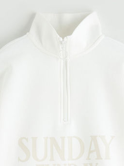 Dik Yaka K?z ?ocuk Kal?n Sweatshirt