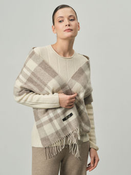 Шарф из шерсти 01219 какао-кремовый