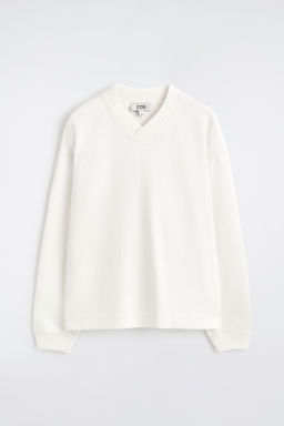 SUDADERA CON CUELLO DE PICO DE ALGOD?N CON TEXTURA