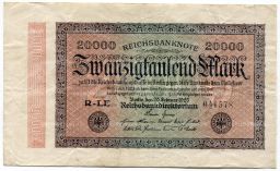 Банкнота 20000 марок 1923 года Германия