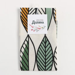 Кухонное полотенце «Доляна. Листья», 28×46 см, 100% хлопок, вафля 160 г/м²