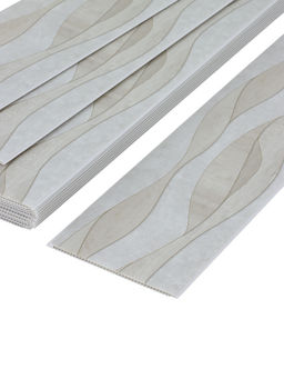 Цена за 12 шт. Стеновая панель ПВХ «Волна», 2600×250 мм, цвет бежевый/серый