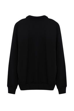 TRENDYOL MAN Siyah Oversize/Genis Kesim Yaz? Bask?l? Polo Yaka Sweathisrt TMNAW25SW00019 - Trendyolmilla фото 3