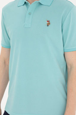 Мужская мятная базовая футболка с воротником-поло - U.s. polo assn фото 6