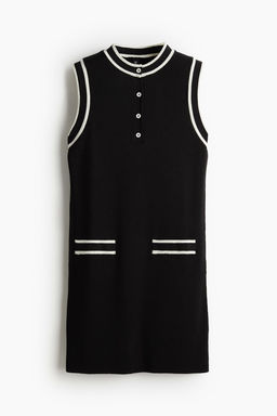 Vestido en punto de canale con tapeta de botones - H&m фото 4