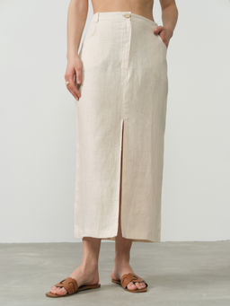 Юбка льняная 630 бежевая